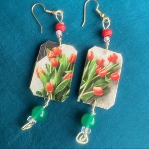 AMELIA PASTICHE DESIGN tulip bouquet handmade earrings ooak